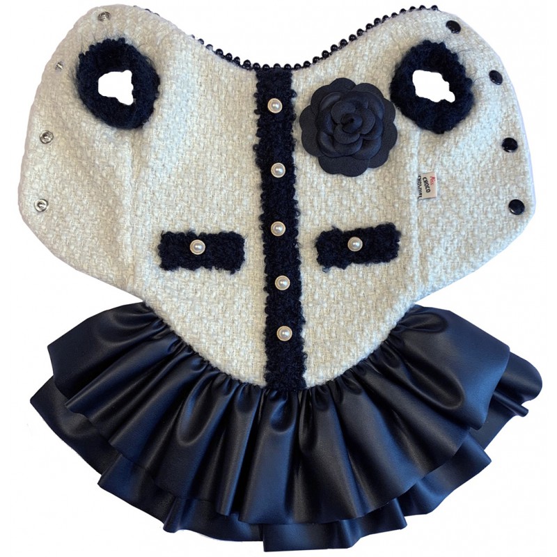 Chanel dog dress, designer inspired dog dress, fashion pet elegant