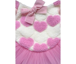 Pink fluffy hearts tutu dress