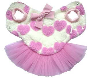Pink fluffy hearts tutu dress