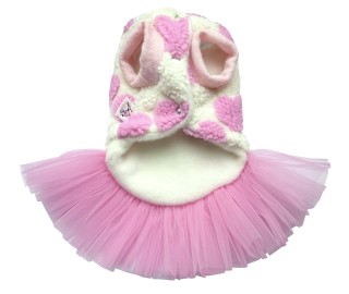 Pink fluffy hearts tutu dress